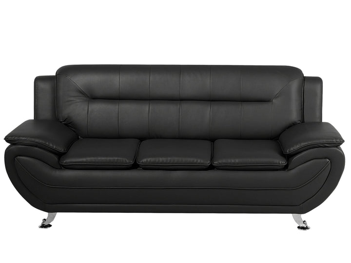 Leira 3 Seater Faux Leather Sofa Black