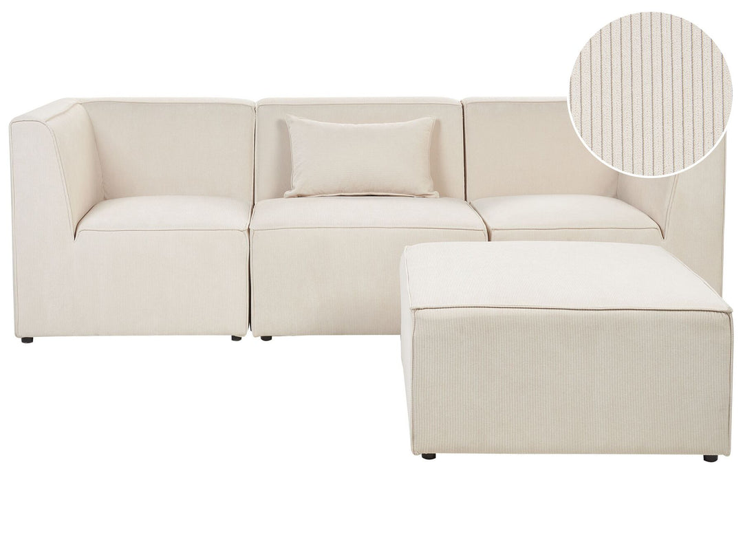 Lemvig 3 Seater Modular Jumbo Cord Sofa with Ottoman Beige