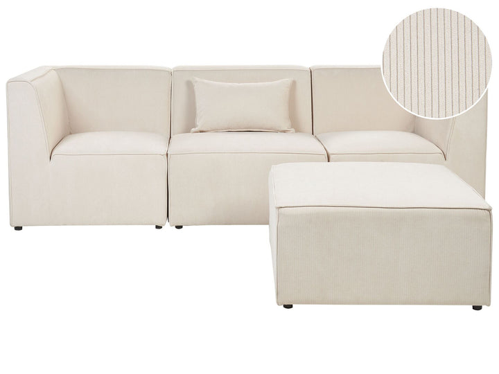 Lemvig 3 Seater Modular Jumbo Cord Sofa with Ottoman Beige