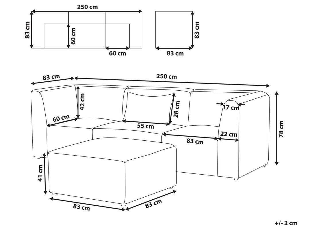 Lemvig 3 Seater Modular Jumbo Cord Sofa with Ottoman Beige