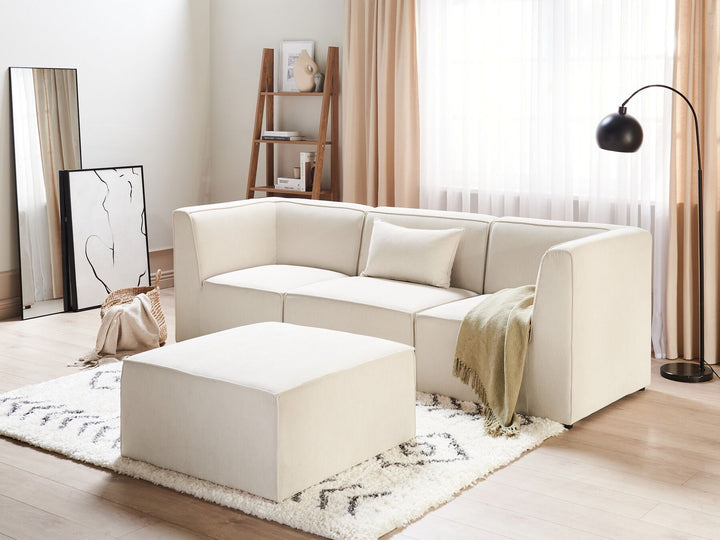 Lemvig 3 Seater Modular Jumbo Cord Sofa with Ottoman Beige