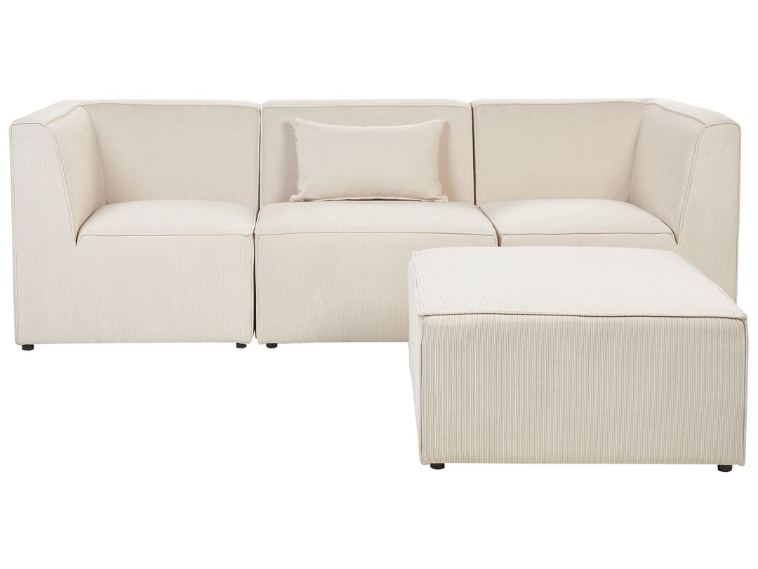 Lemvig 3 Seater Modular Jumbo Cord Sofa with Ottoman Beige