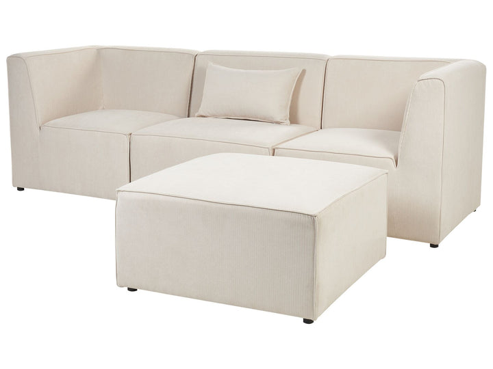 Lemvig 3 Seater Modular Jumbo Cord Sofa with Ottoman Beige