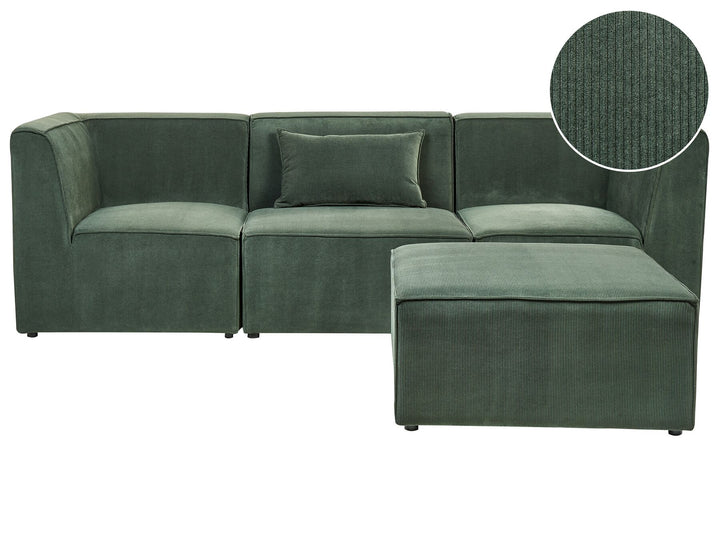 Lemvig 3 Seater Modular Jumbo Cord Sofa with Ottoman Dark Green