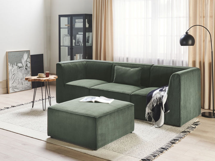 Lemvig 3 Seater Modular Jumbo Cord Sofa with Ottoman Dark Green