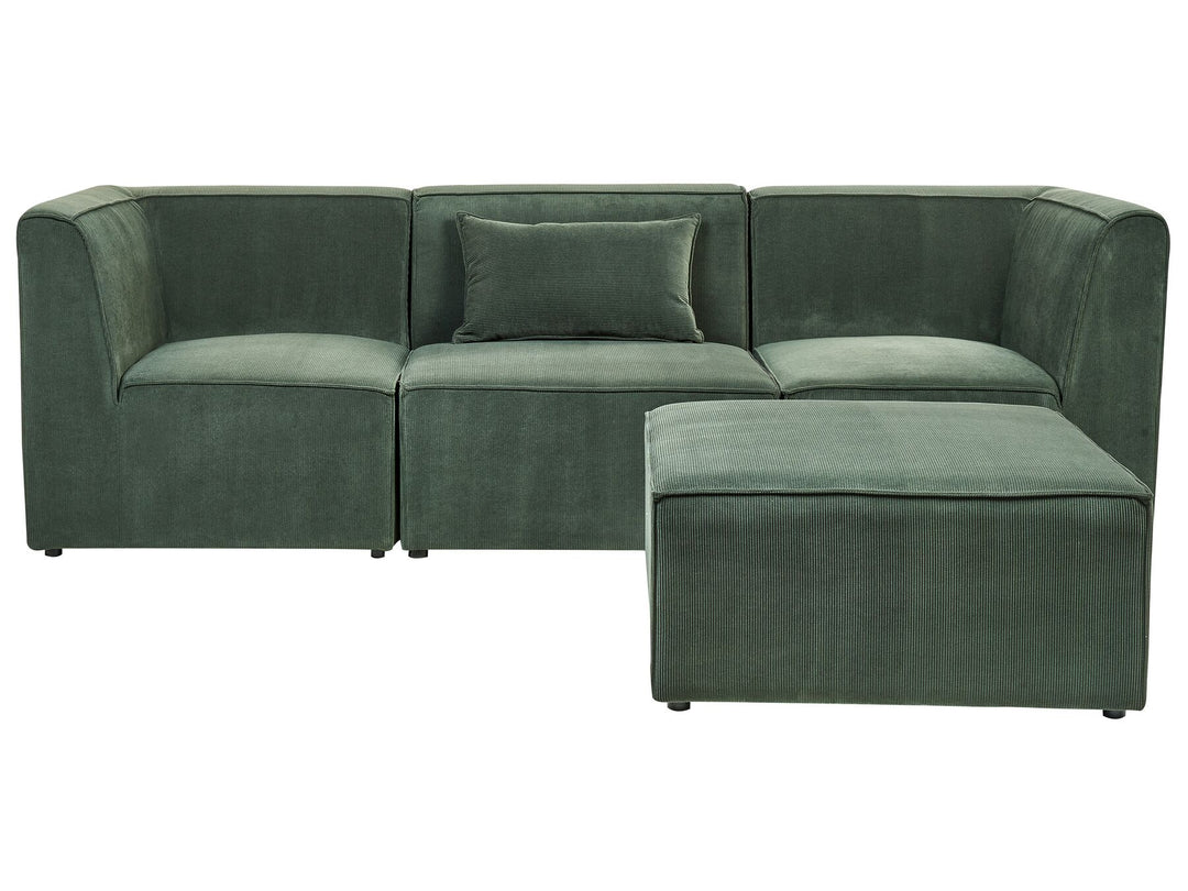 Lemvig 3 Seater Modular Jumbo Cord Sofa with Ottoman Dark Green