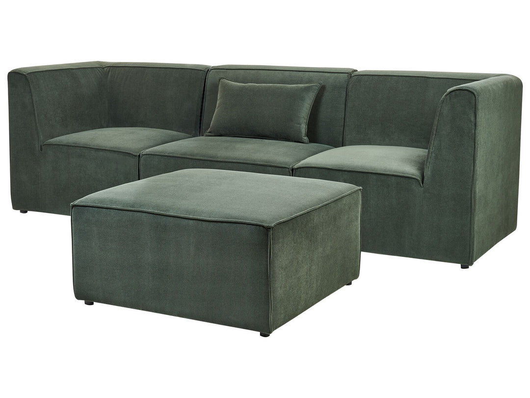 Lemvig 3 Seater Modular Jumbo Cord Sofa with Ottoman Dark Green