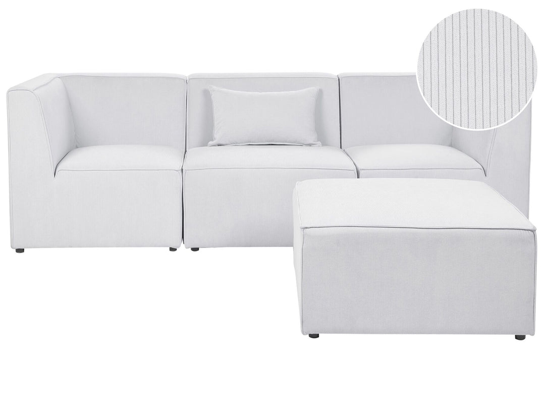 Lemvig 3 Seater Modular Jumbo Cord Sofa with Ottoman Off White