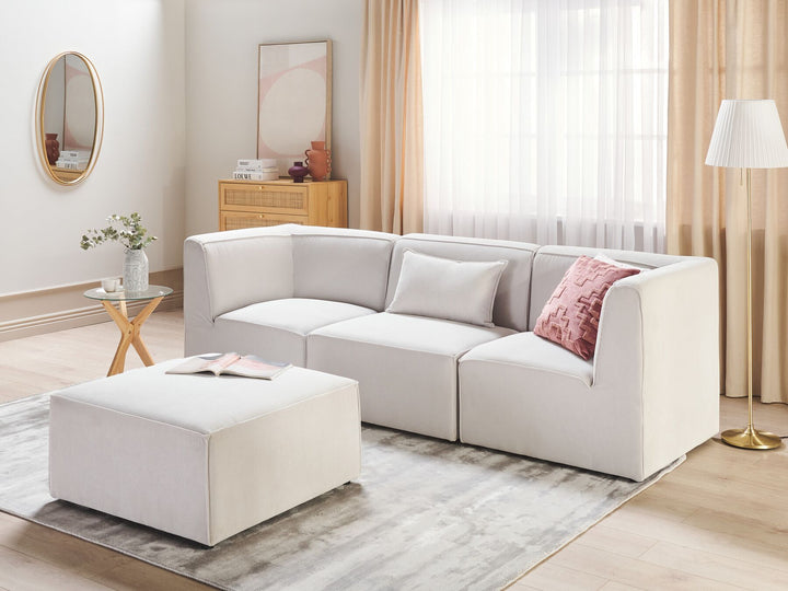 Lemvig 3 Seater Modular Jumbo Cord Sofa with Ottoman Off White