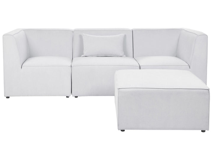 Lemvig 3 Seater Modular Jumbo Cord Sofa with Ottoman Off White