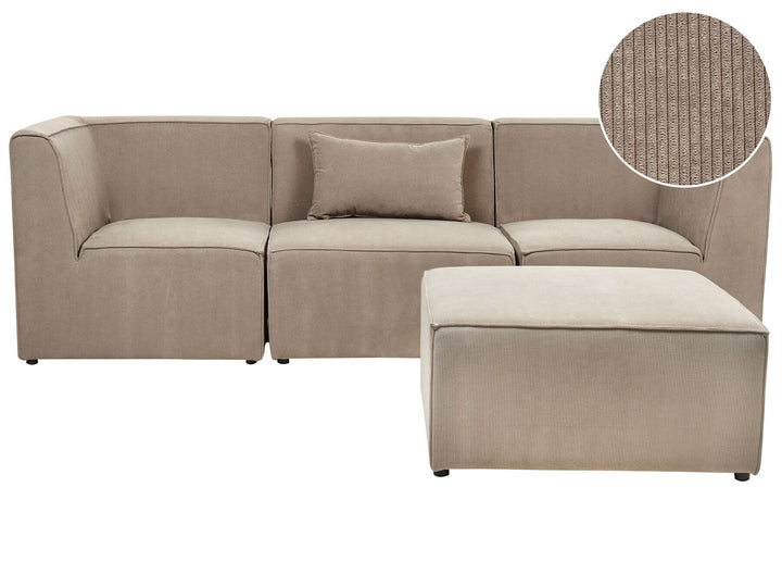 Lemvig 3 Seater Modular Jumbo Cord Sofa with Ottoman Taupe