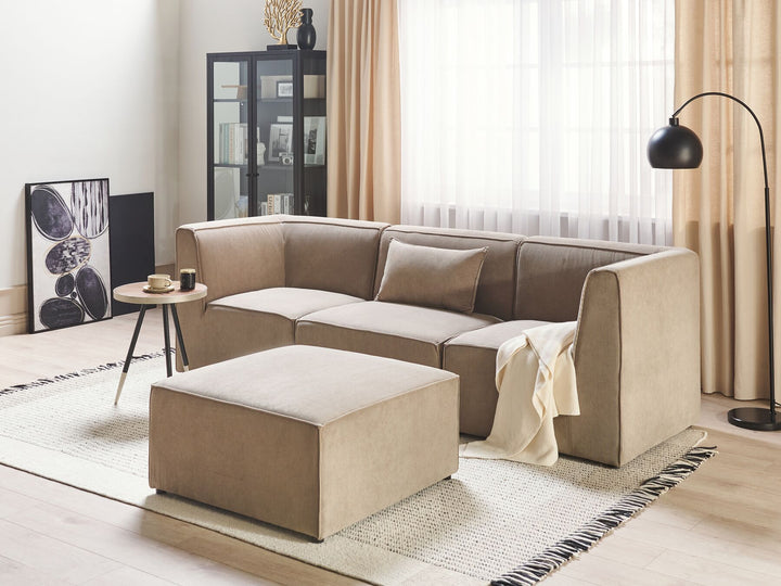 Lemvig 3 Seater Modular Jumbo Cord Sofa with Ottoman Taupe