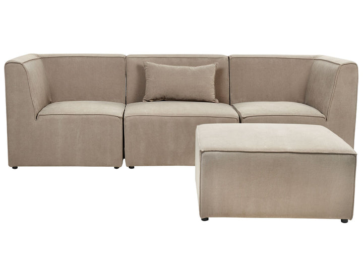 Lemvig 3 Seater Modular Jumbo Cord Sofa with Ottoman Taupe