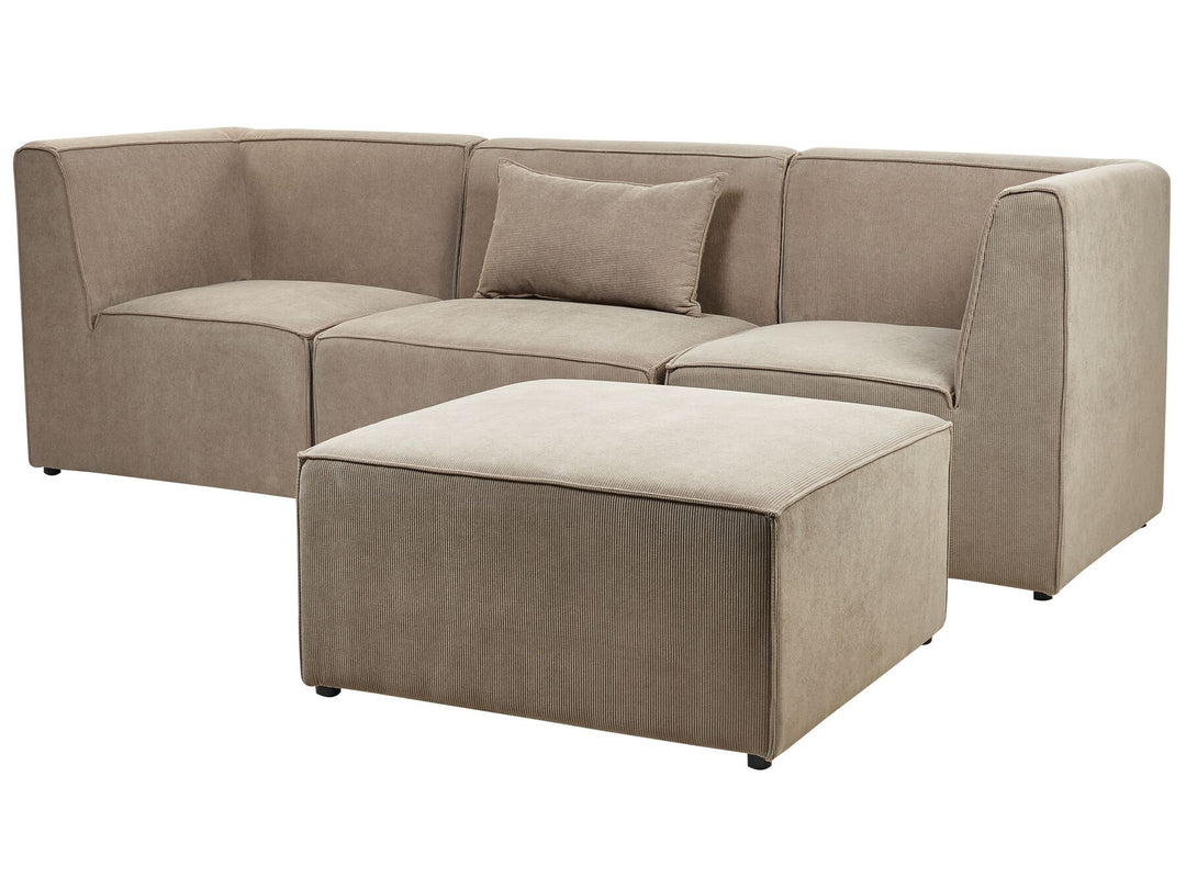 Lemvig 3 Seater Modular Jumbo Cord Sofa with Ottoman Taupe