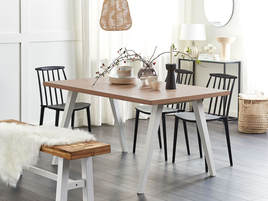 Lenister Dining Table 150 x 90 cm Light Wood and White