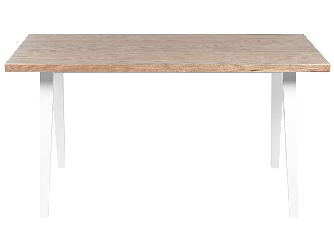 Etting Dining Table 150 x 90 cm Light Wood and White