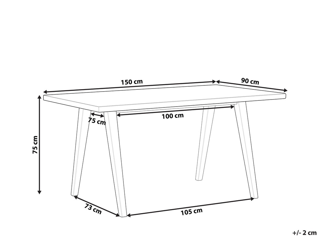 Etting Dining Table 150 x 90 cm Light Wood and White