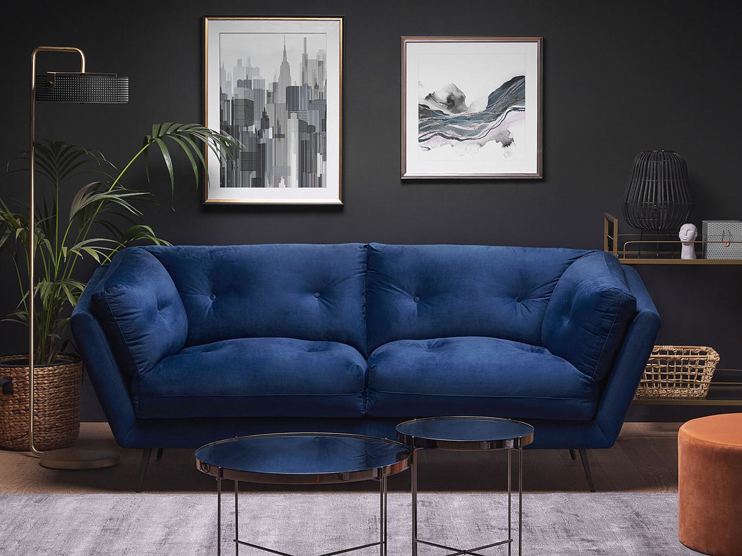 Lenvik 3 Seater Velvet Sofa Blue