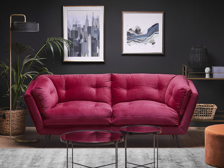 Lenvik 3 Seater Velvet Sofa Burgundy