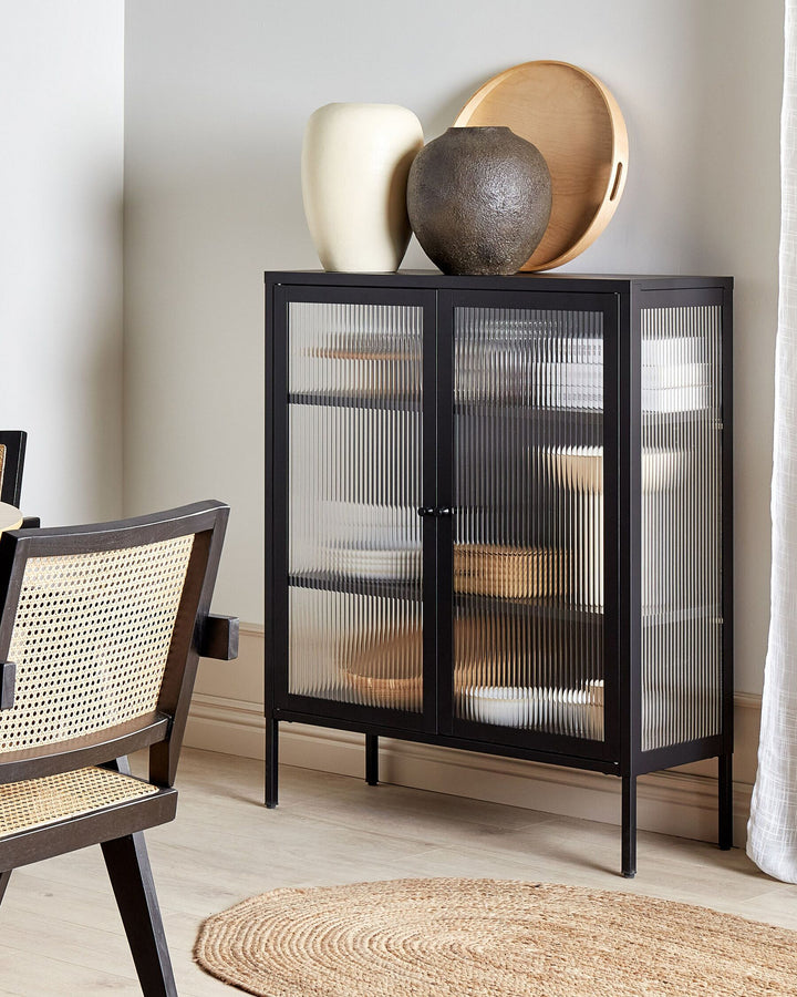 Lerryn Steel Display Cabinet Black