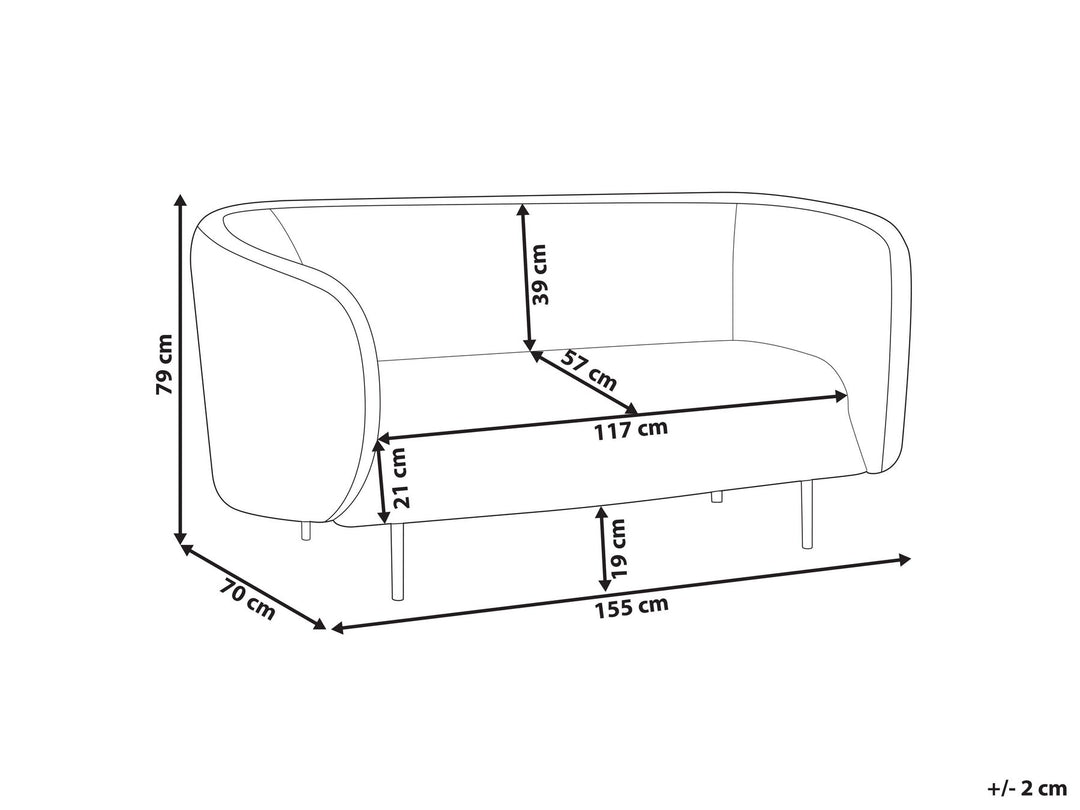 Loen 2 Seater Boucle Sofa White and Black