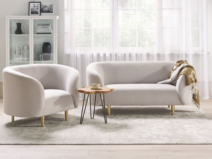 Loen 2 Seater Fabric Sofa Beige and Gold