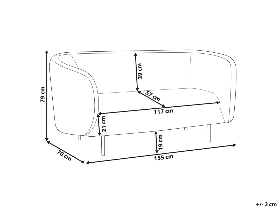 Loen 2 Seater Fabric Sofa Black and White