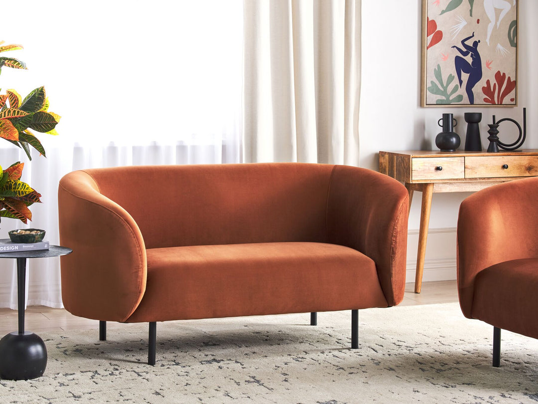 Loen 2 Seater Velvet Sofa Orange