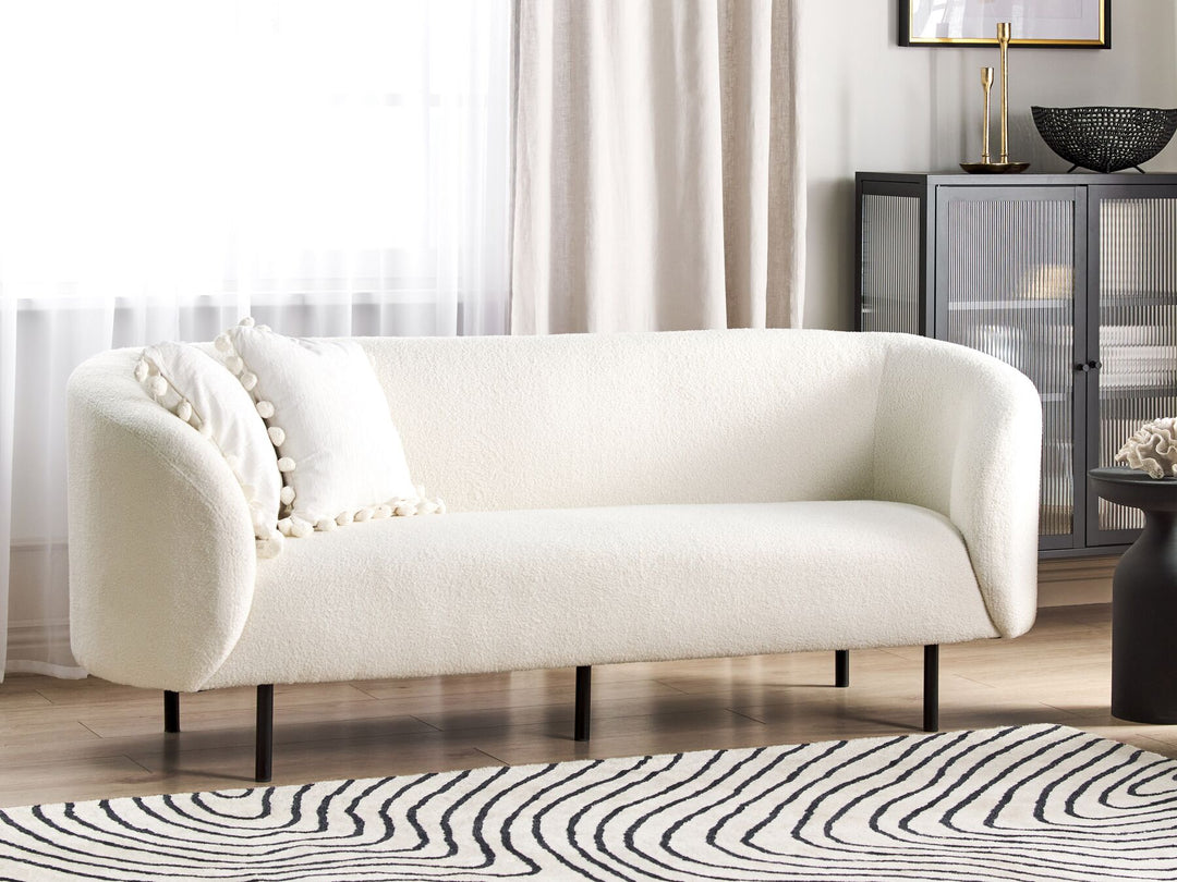 Loen 3 Seater Boucle Sofa White and Black