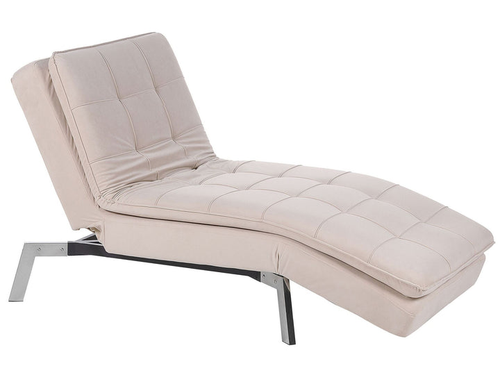 Loiret Velvet Chaise Lounge Beige