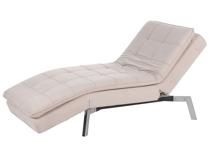 Loiret Velvet Chaise Lounge Beige