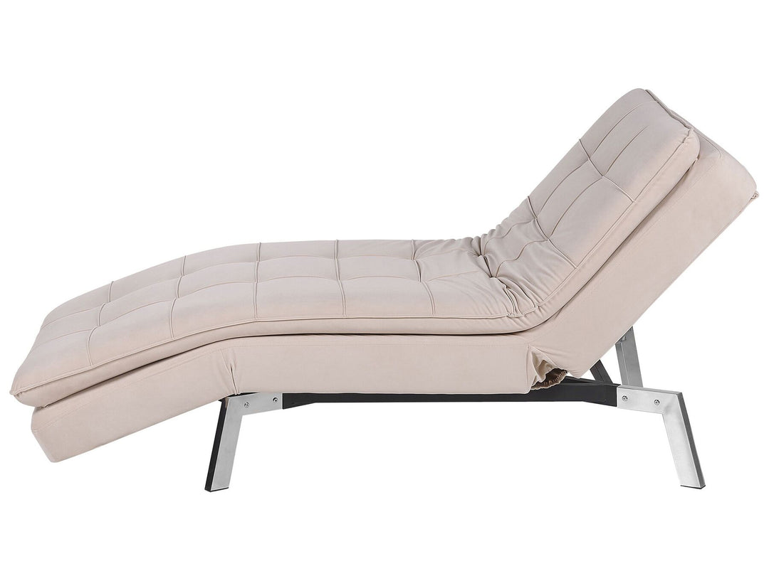 Loiret Velvet Chaise Lounge Beige