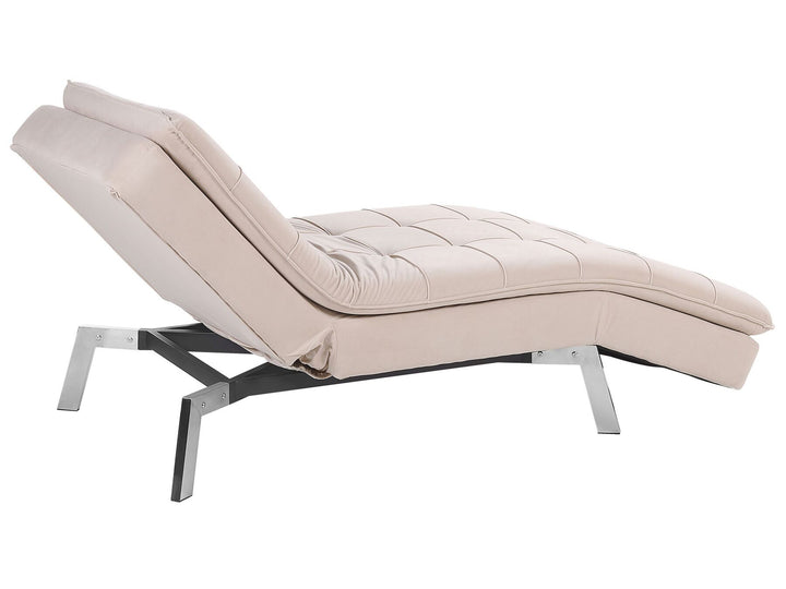 Loiret Velvet Chaise Lounge Beige