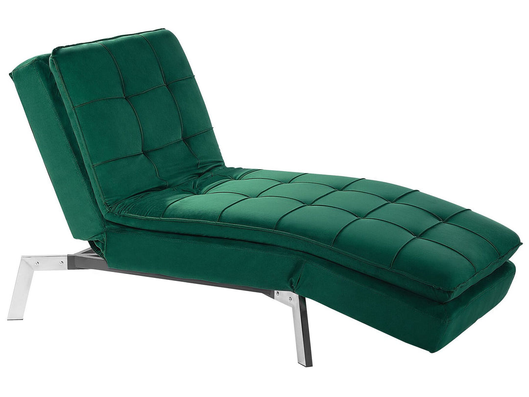 Loiret Velvet Chaise Lounge Emerald Green