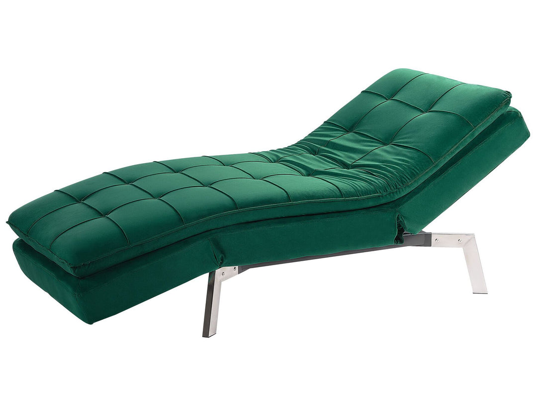 Loiret Velvet Chaise Lounge Emerald Green