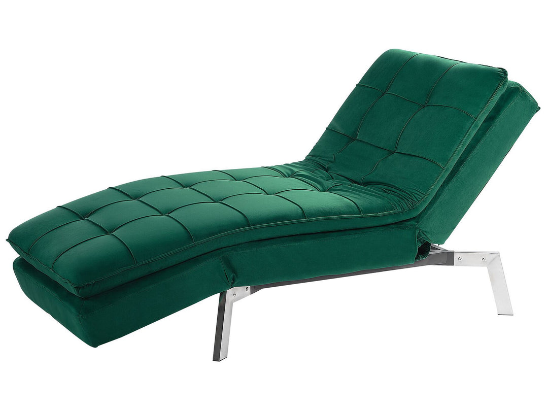 Loiret Velvet Chaise Lounge Emerald Green