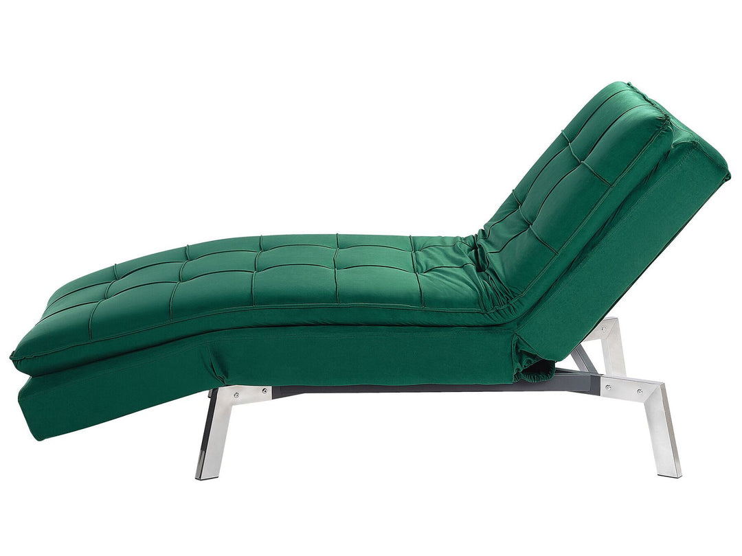 Loiret Velvet Chaise Lounge Emerald Green