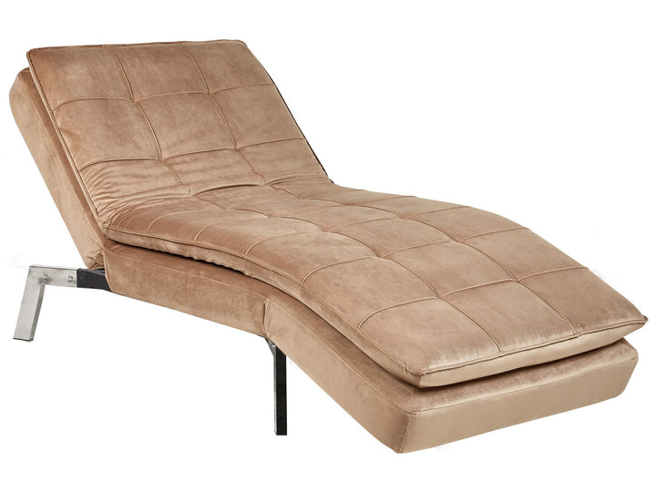 Loiret Velvet Chaise Lounge Light Brown