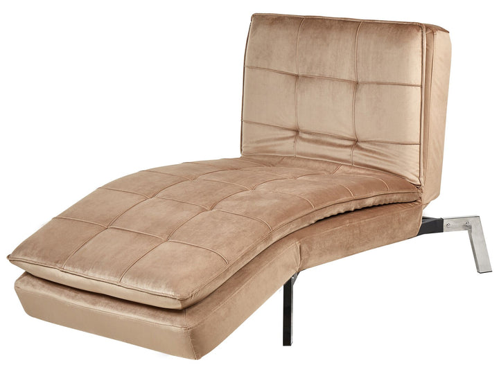 Loiret Velvet Chaise Lounge Light Brown