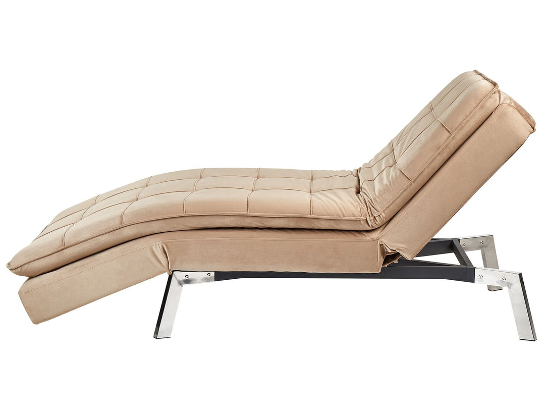 Loiret Velvet Chaise Lounge Light Brown