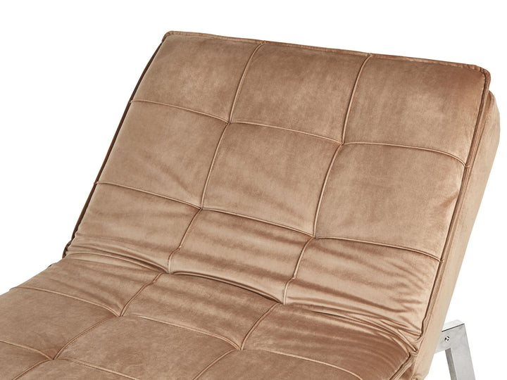 Loiret Velvet Chaise Lounge Light Brown