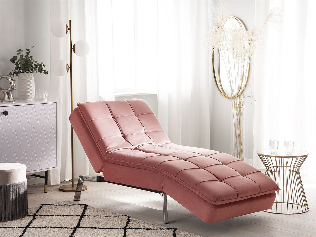 Loiret Velvet Chaise Lounge Pink