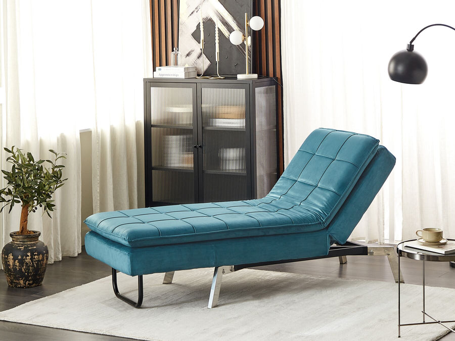 Loiret Velvet Chaise Lounge Teal