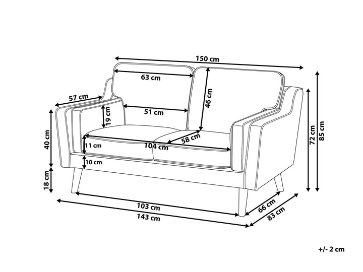 Lokka 2 Seater Velvet Sofa Black