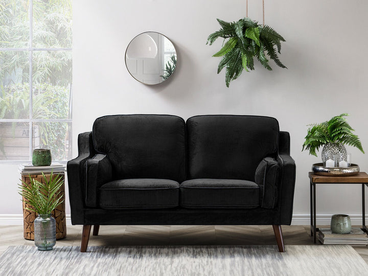 Lokka 2 Seater Velvet Sofa Black