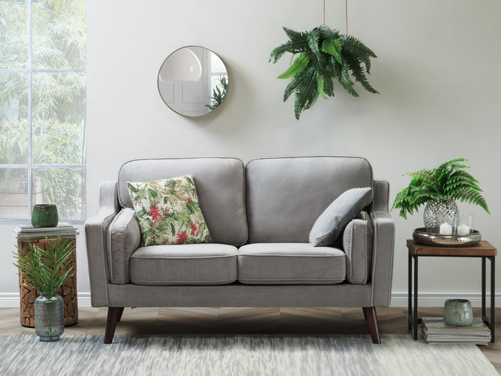 Lokka 2 Seater Velvet Sofa Light Grey