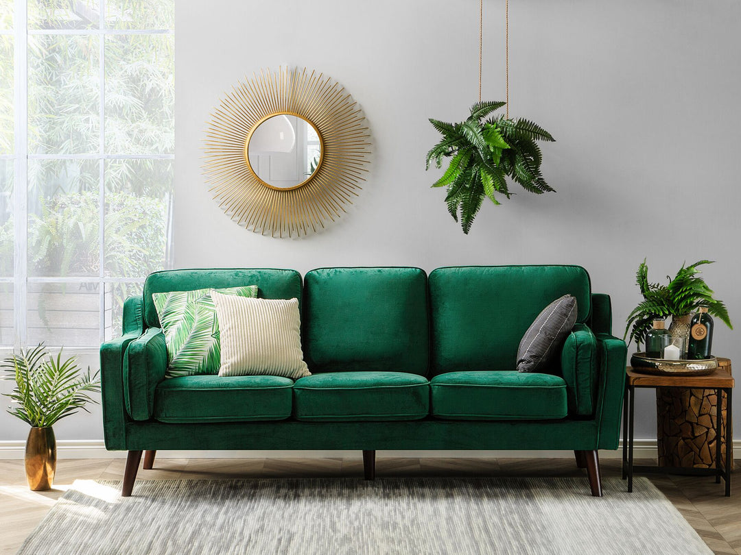 Lokka 3 Seater Velvet Sofa Green