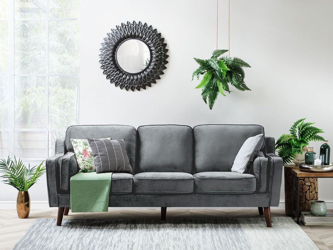 Lokka 3 Seater Velvet Sofa Grey