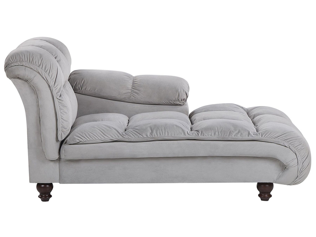 Lormont Left Hand Velvet Chaise Lounge Grey