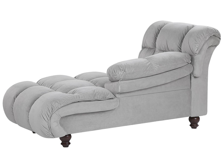 Lormont Left Hand Velvet Chaise Lounge Grey